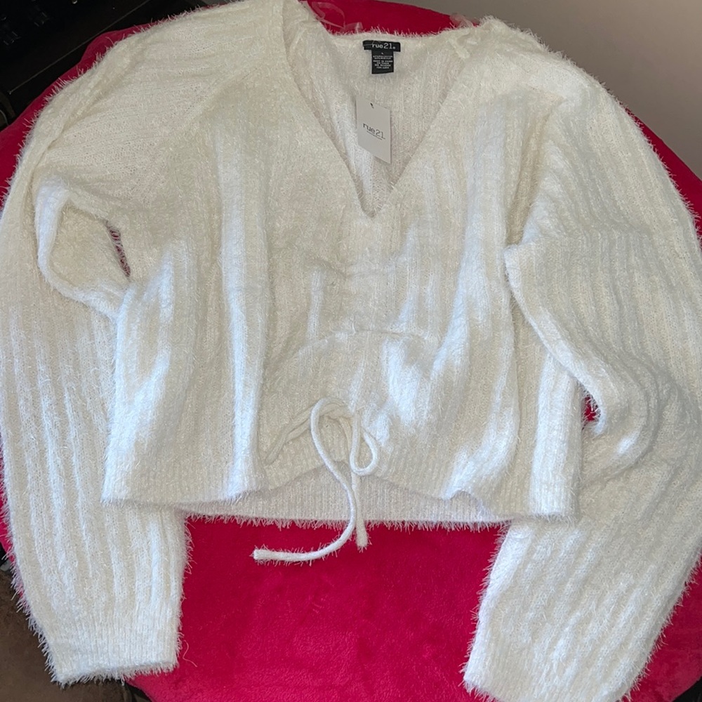 Eyelash Knit Ruched Front Sweater